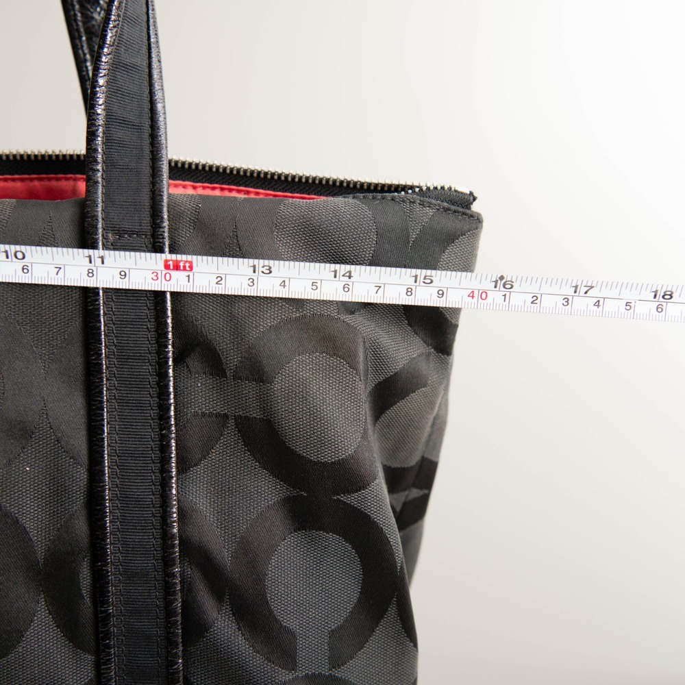 VTG‎ Coach Poppy Op Art Glam Y2K Black Metallic Large Tote Handbag Purse - Picture 5 of 7